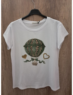 Pamut póló zöld hőlégballonos