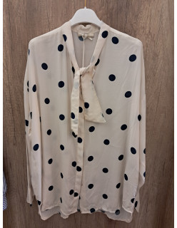 Kék pöttyös selyem blúz 2