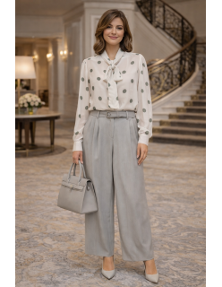 Zöld pöttyös selyem blúz