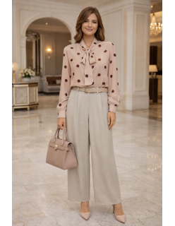 Bordó pöttyös selyem blúz