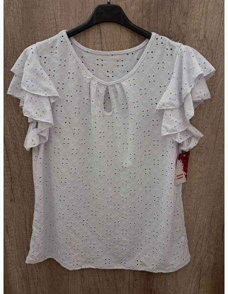 Fehér madeira mintás felső