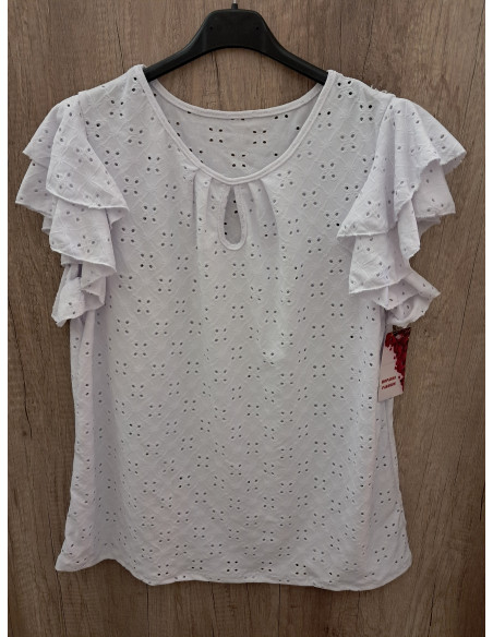 Fehér madeira mintás felső