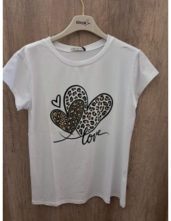 Pamut póló dupla szív mintával