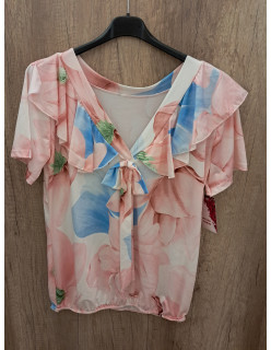 Fodros-masnis nyakú rózsaszín felső