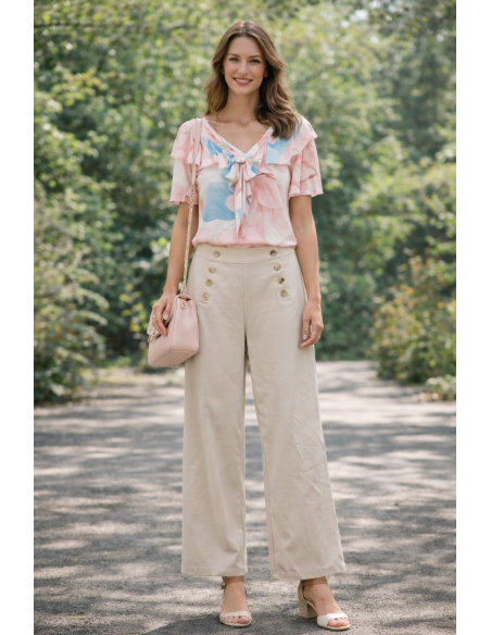 Fodros-masnis nyakú rózsaszín felső