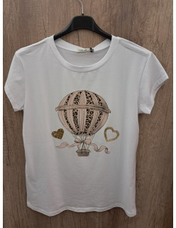 Pamut póló púder hőlégballonos