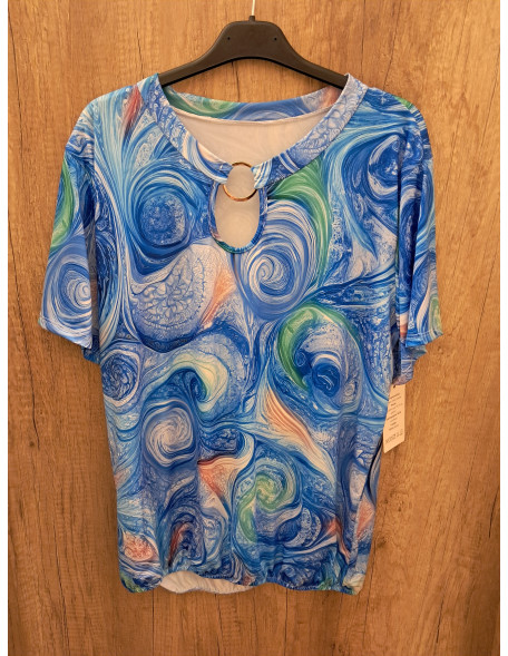 Kék örvény mintás  fém karikás felső