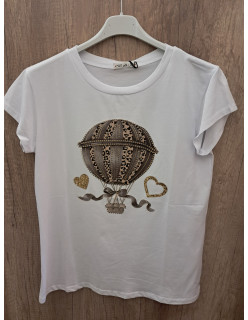 Pamut póló barna hőlégballonos