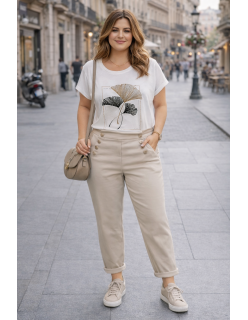 Póló arany virágos Plus size