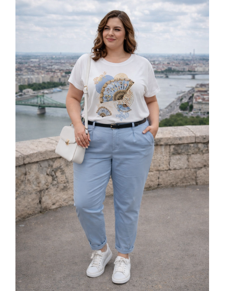 Póló kék legyezős Plus size