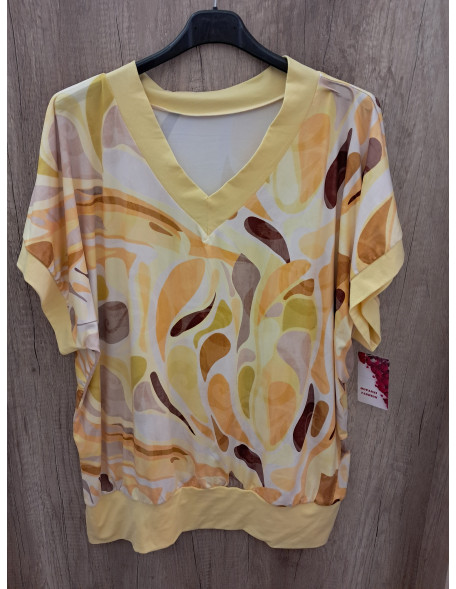 Citromsárga mintás felső Plus size