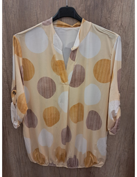 Citromsárga pöttyös felső Plus size