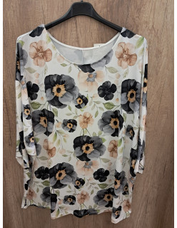 Tunika szürke-drapp virágos Plus size 2