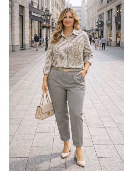 Ing kék csíkos vászon Plus size