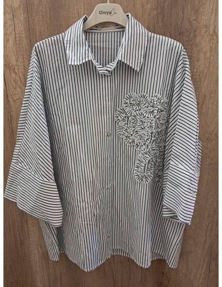 Ing kék csíkos vászon Plus size