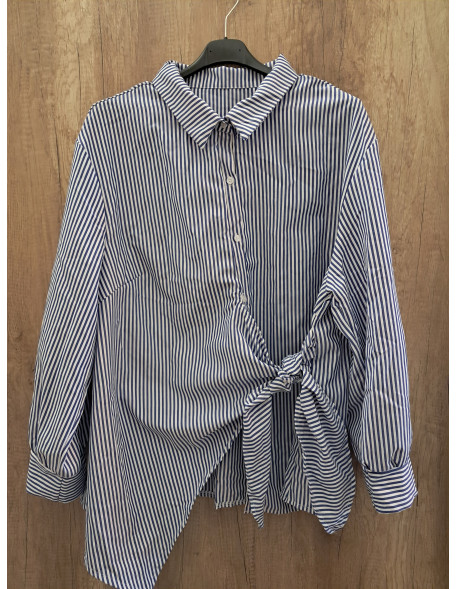 Kék csíkos megkötős ing Plus size