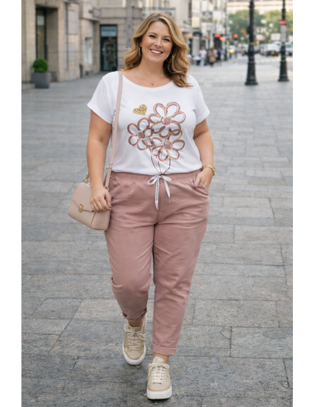 Nadrág púder színben Plus size