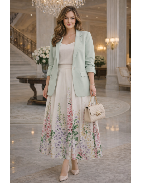 Virágmintás szoknya fehér alapon